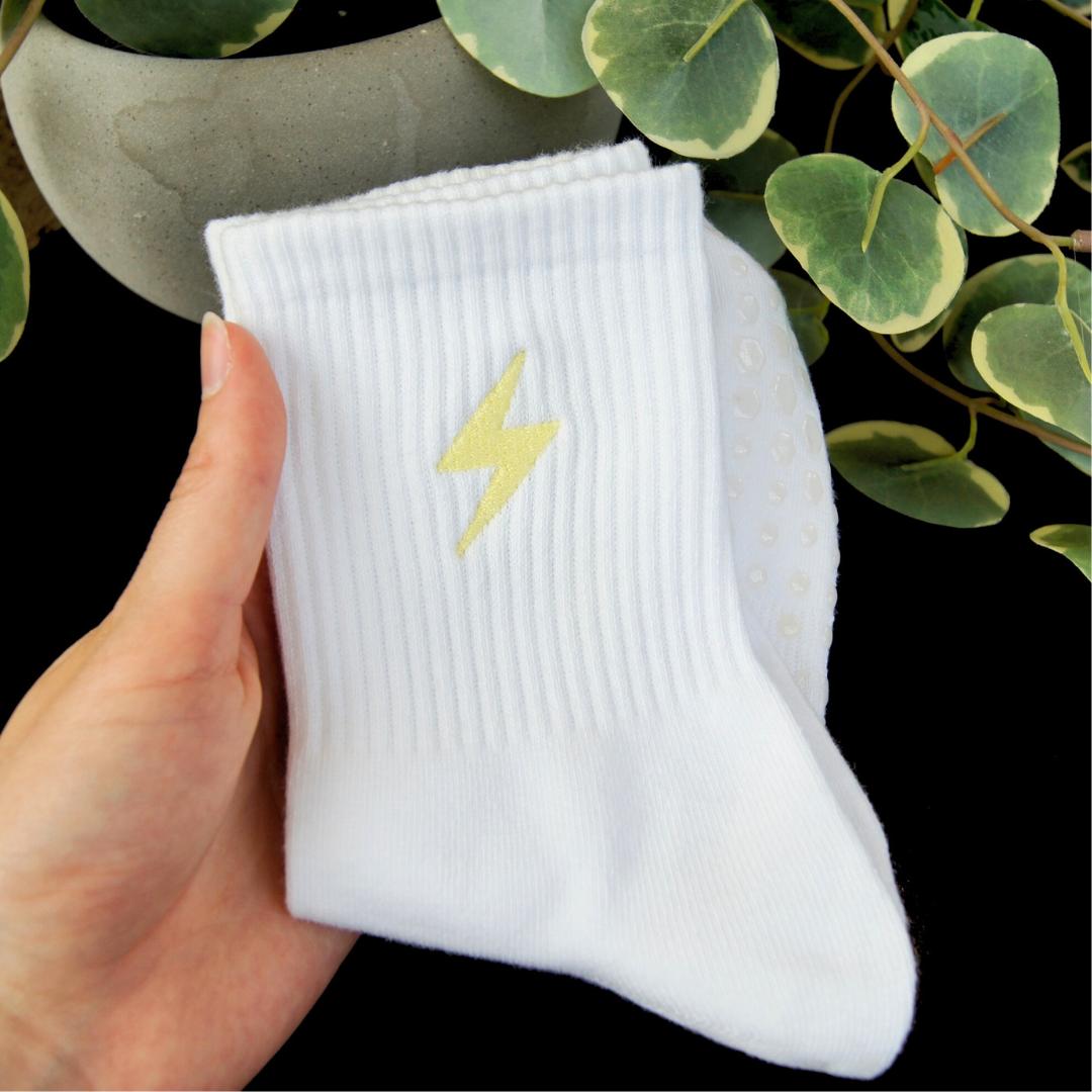 HEXSOX - Embroidered Crew Socks - Lightning Bolt