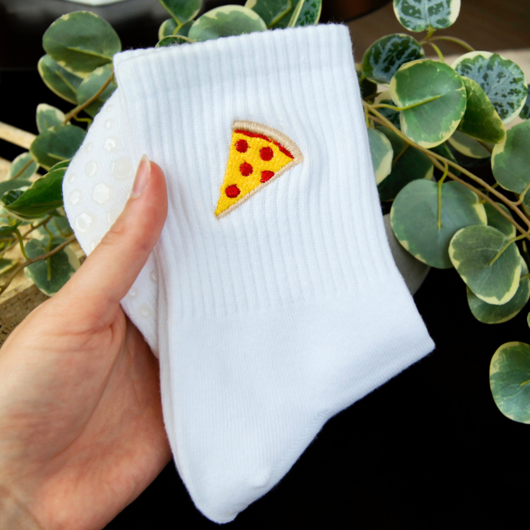 HEXSOX - Embroidered Crew Socks - Pizza